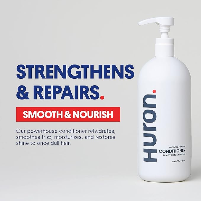 Huron Men’s Conditioner - Lightweight, Hydrating Conditioner - Eliminates Frizzy Hair, Moisturizes, & Restores Shine - Clean & Invigorating Scent - 100% Vegan Ingredients & Cruelty-Free - 32 Fl Oz