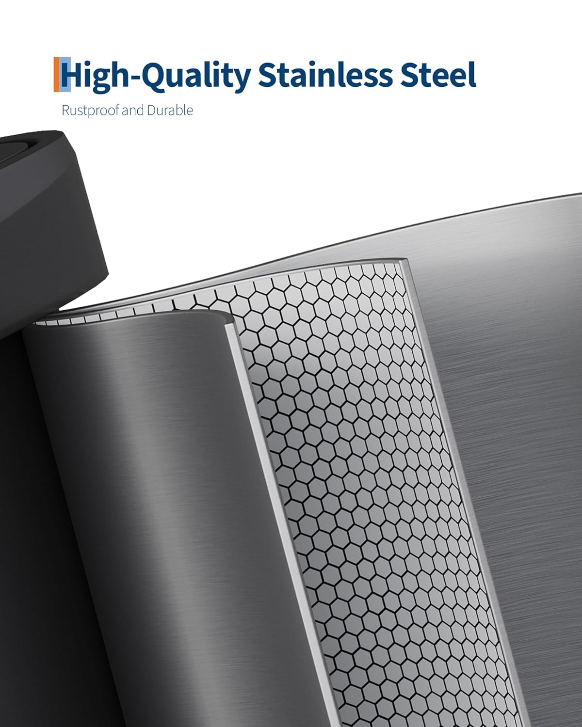 Garvee 16 Gallon / 60 Liter Stainless Steel Trash Can with Lid, Large Garbage Can for Kitchen, Rustproof Step-on Kitchen Metal Trash Bin with Liner Rim, Rear Handle, Soft Close Plastic Lid, Silver