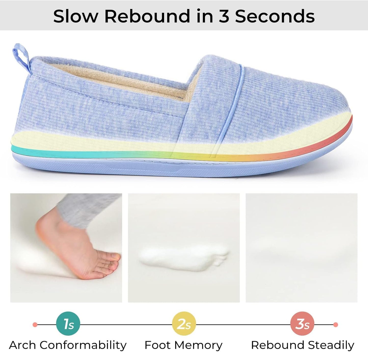 HomeTop Women's Comfy Loafer Slippers Lightweight Memory Foam Non-slip Indoor House Shoes