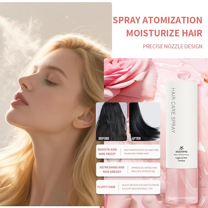 -Women's Hair Perfume, Essential Oil Hydrating Formula with Rose, Long-Lasting Fragrance 50ml Beeswax Enriched Spray for Frizz Control & Shine, 2.4 Fl Oz