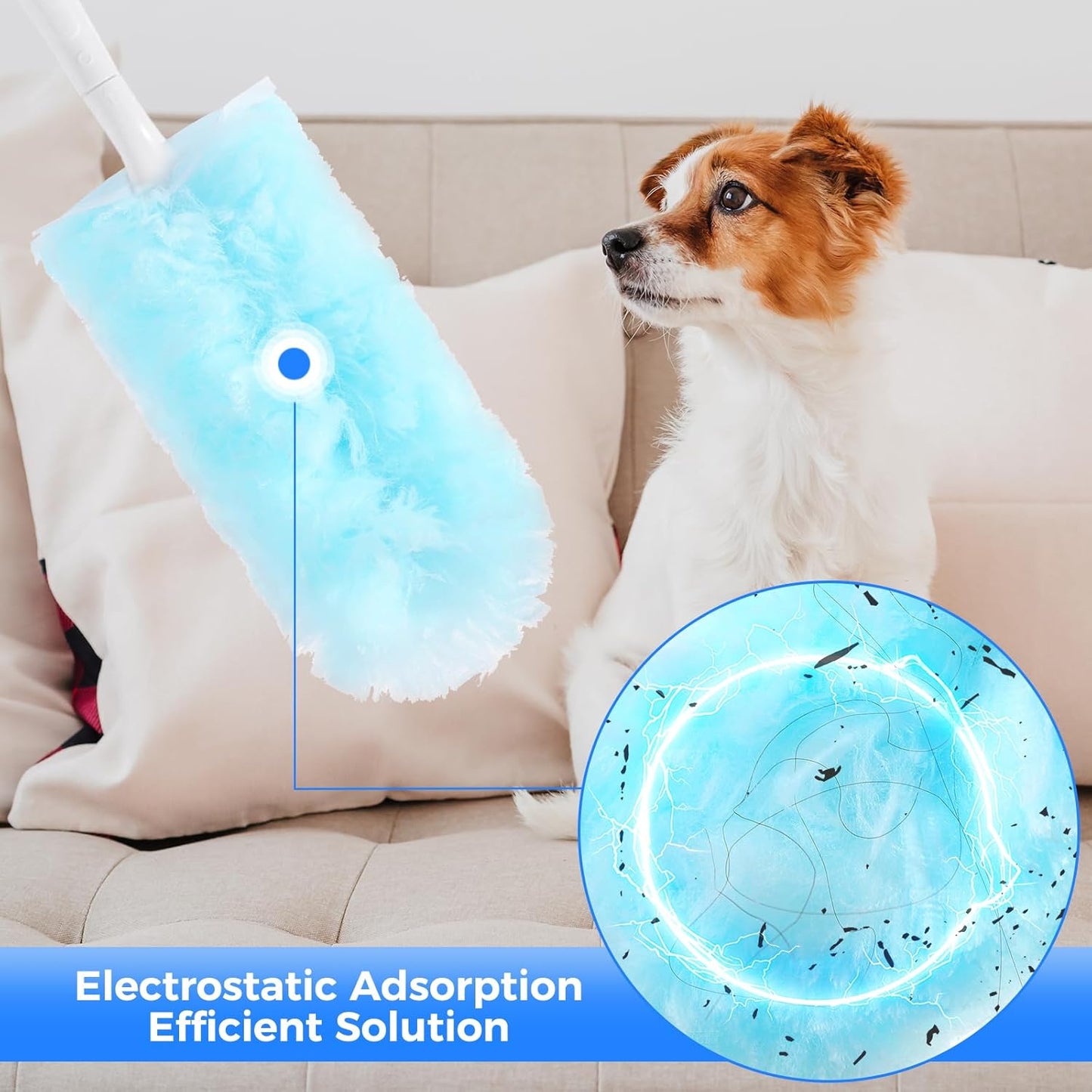 30 PCS Disposable Dusters Refills, 360 Degree Microfiber Duster Refills Kit with Extended Handle, Electrostatic Disposable Duster for Cleaning (1 Long Handle + 1 Short Handle + 30 Refills)