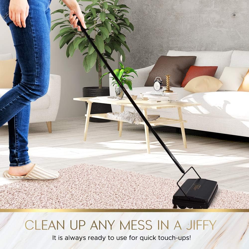 Stanley Home Products Electrostatic Carpet & Floor Sweeper - Heavy Duty Lightweight Floor Cleaner - Suitable for Smooth Floors and Low Pile Rugs & Carpeting No Electricity Needed (Forest Green)