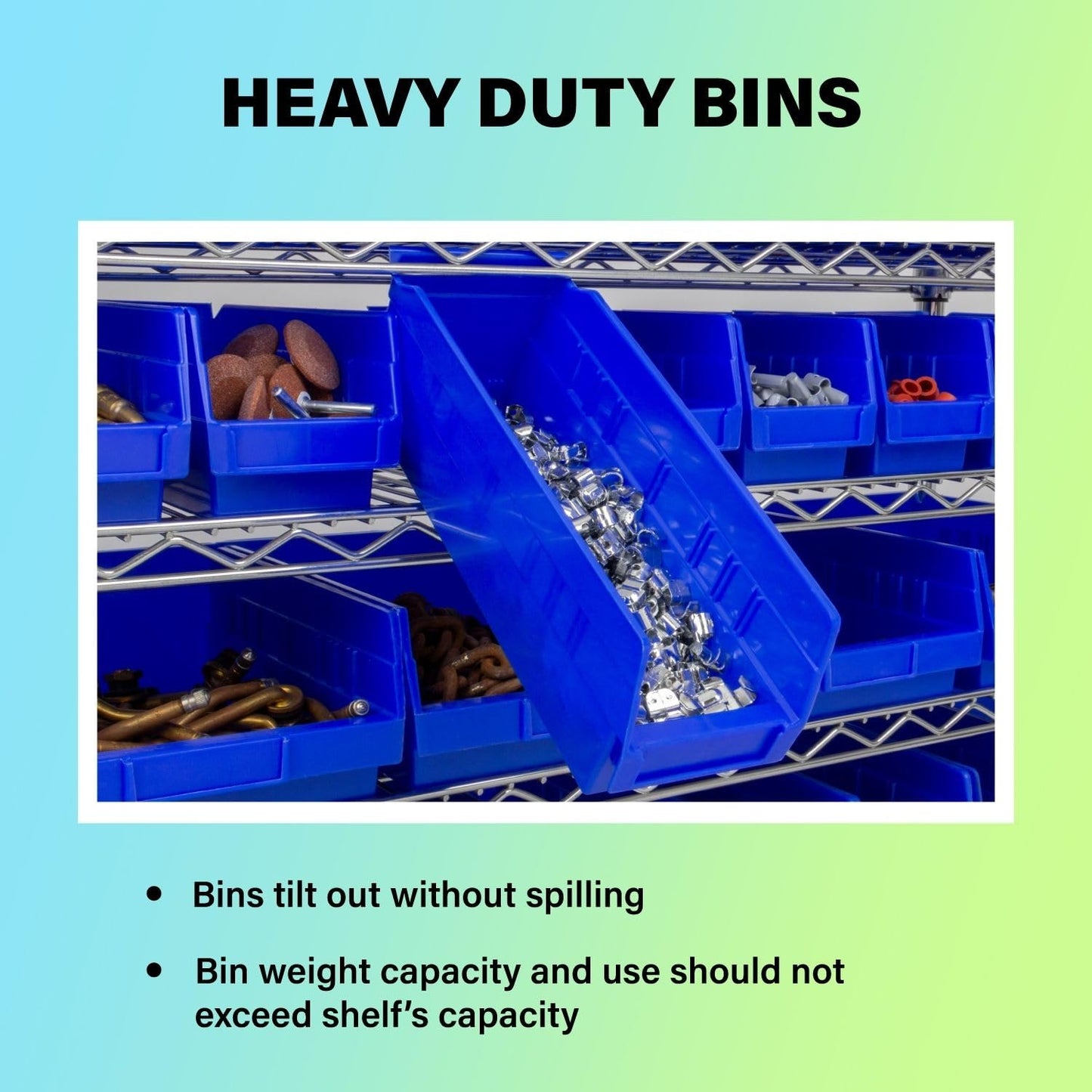 Akro-Mils 30120 Plastic Shelf Bins, Heavy Duty Storage Bins for Garage, Closet, and Drawer Organization, 12-Inch x 4-Inch x 4-Inch, Blue, 24-Pack