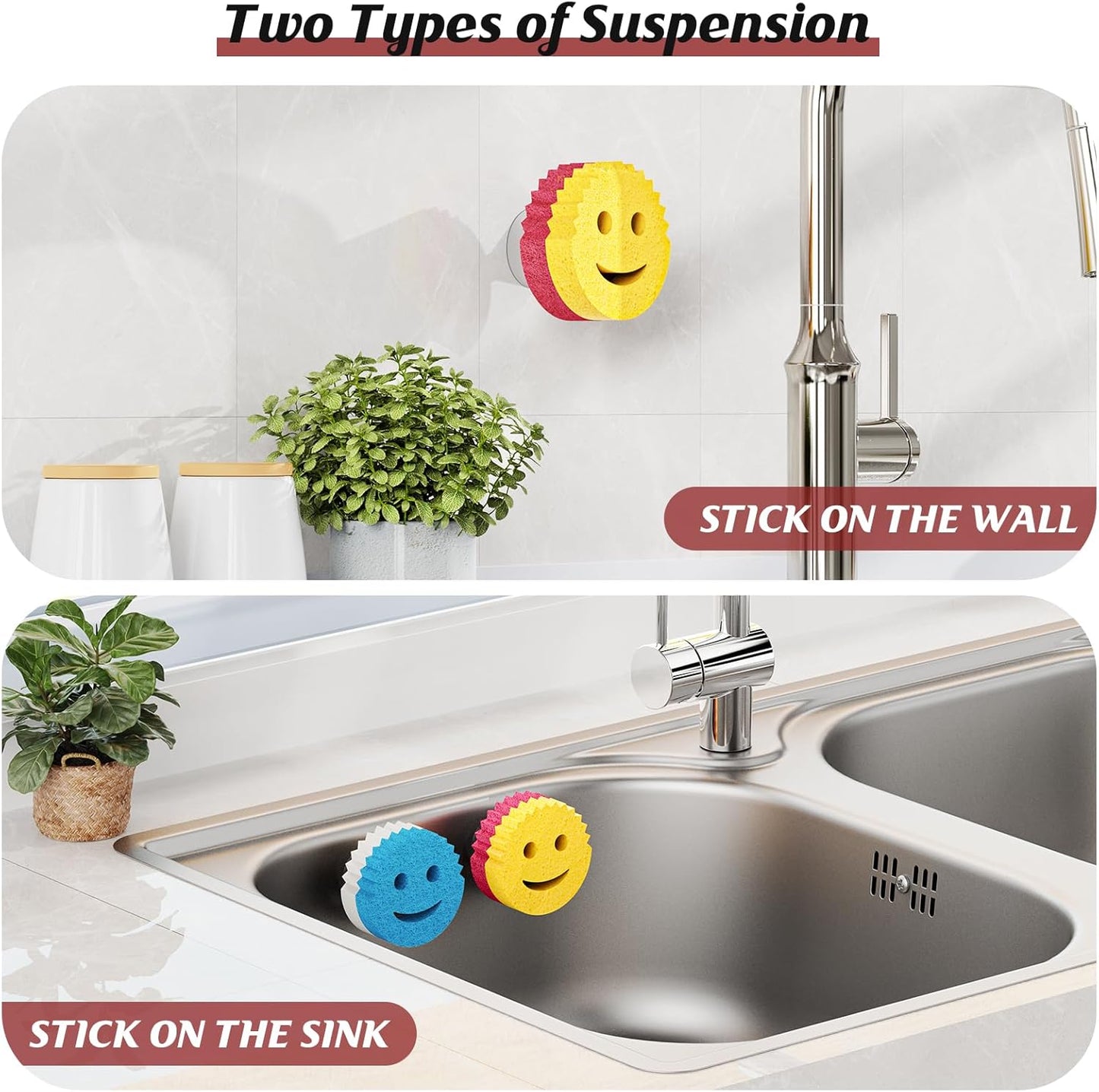 Sponge Holder for Kitchen Sink,Sink Caddy Organizer with Suction Cup Installation for Kitchen/Bathroom, Self Draining,Sponge Caddy for Holding Smiley Sponges-Bronze