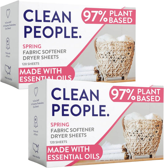 The Clean People Fabric Softener Sheets - Dryer Sheets - Softens & Removes Static Cling - Vegan Laundry Softener, Essential Oils - Spring 240 Pack