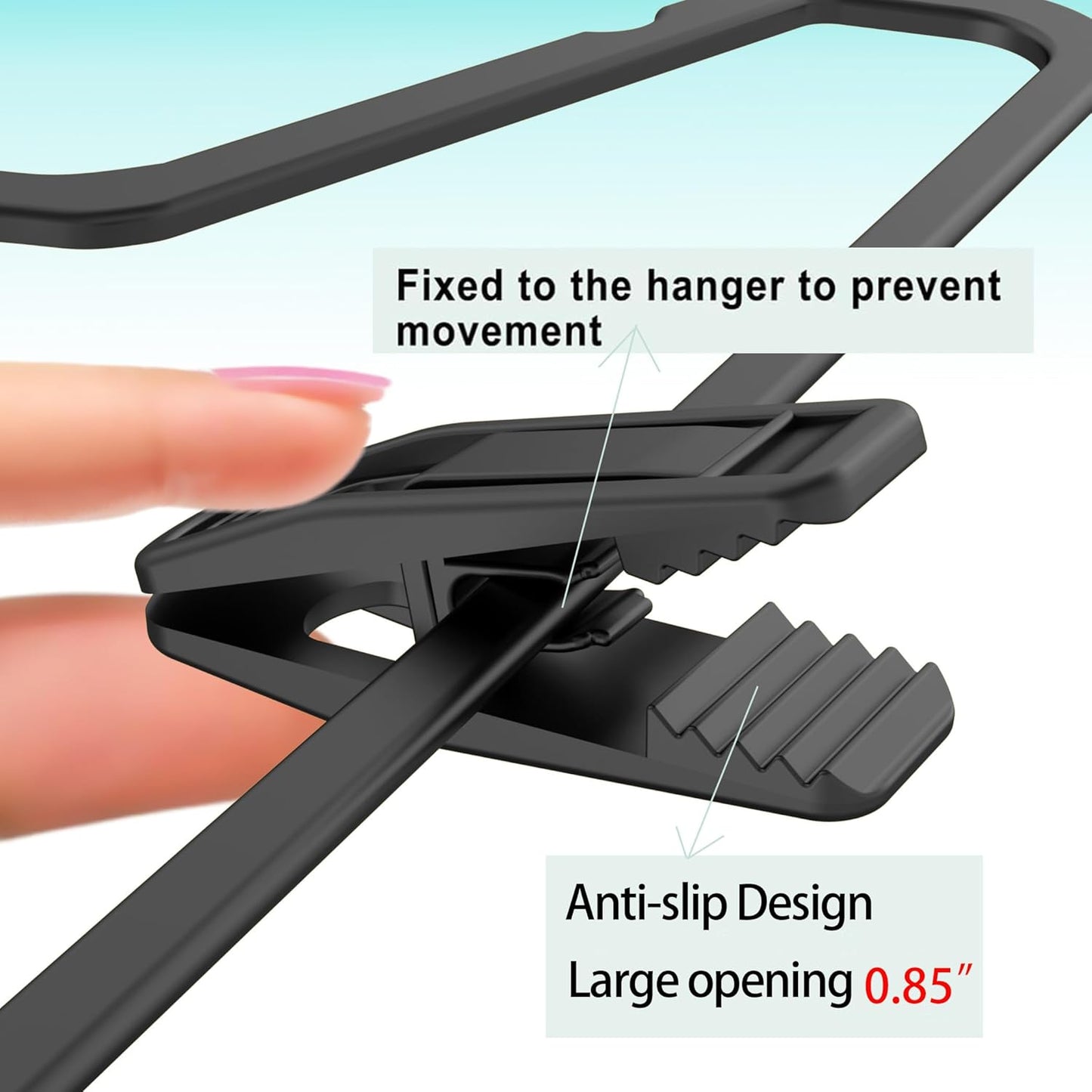 Hanger Clips Perfect for Velvet Hangers (Black, 80 PCS), Strong Plastic Clips Pant Skirt Hanger Clips for Black Flocking Felt Hangers