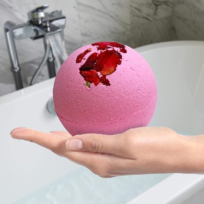 Night of Romance Giant XXLG 12 Ounce Fizzy Bath Bomb Featuring Real Dried Flower Petals by Villamonte Lane