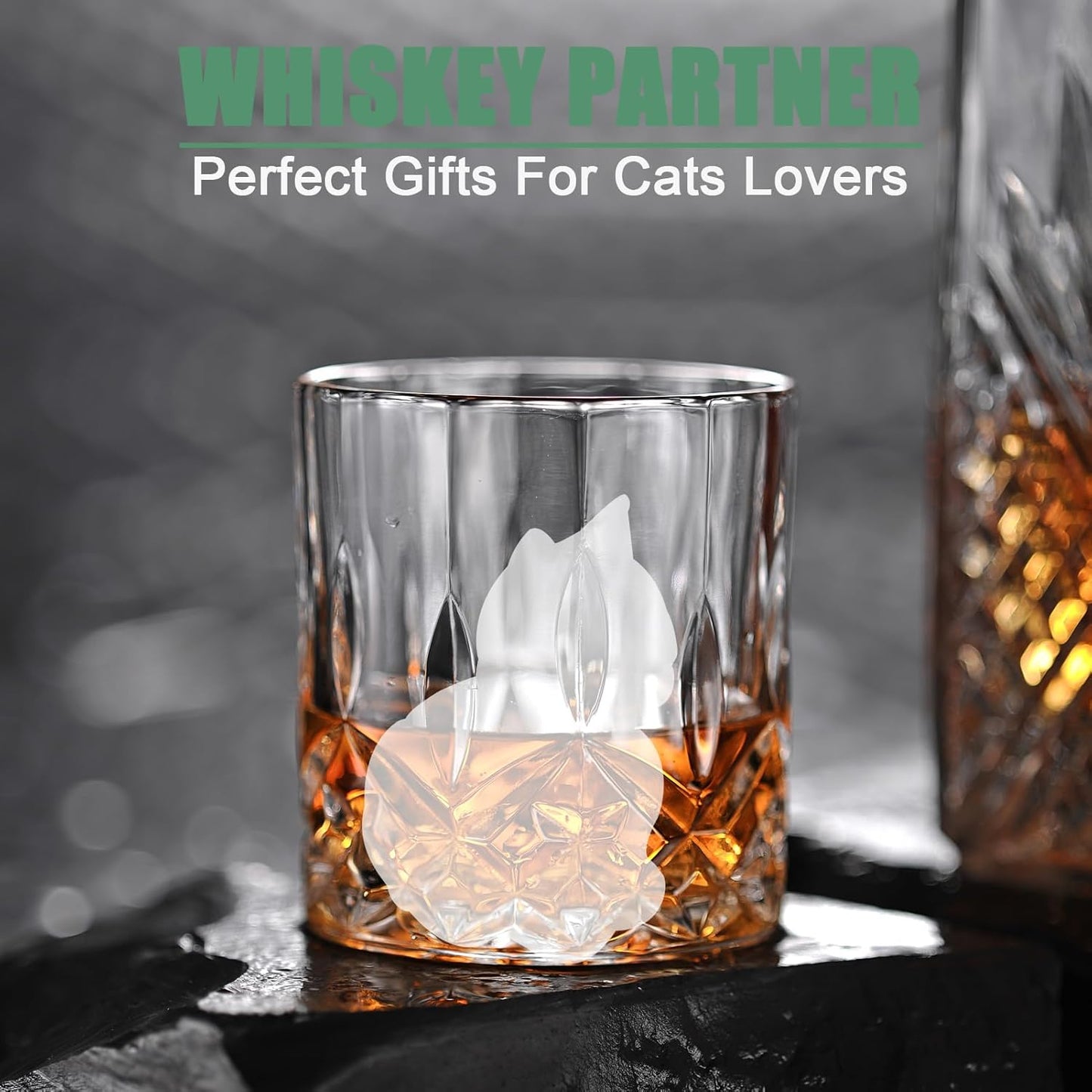 3D Cat Ice Cube Mold, Admaison Ice Cube Tray with Funnel with Funnel for Cocktails, Bourbon,Brandy, Whiskey Gifts for Men, Silicone Fun Shapes Black Cute (CAT)