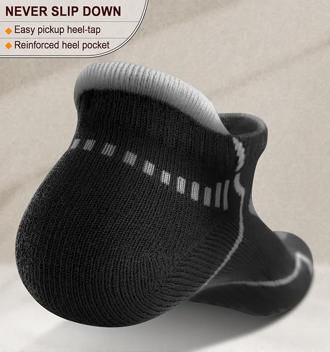BULLIANT Men Running Socks 6Pairs-Ankle Athletic Socks Wicking Cushioned for Men Walking-Arch Compression Support