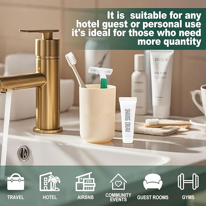 Green Disposable Twin Blade Razors in Bulk, Individually Wrapped with Safety Cap and Shaving Cream (50 Pack) for Homeless, Hotel, Airbnb, Shelter