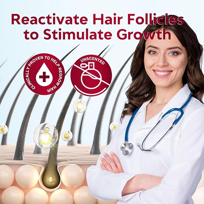 5% Minoxidil Serum for Women and Men: Hair Spray for Hair Thinning and Hair Loss to Get Thicker and Fuller Hair