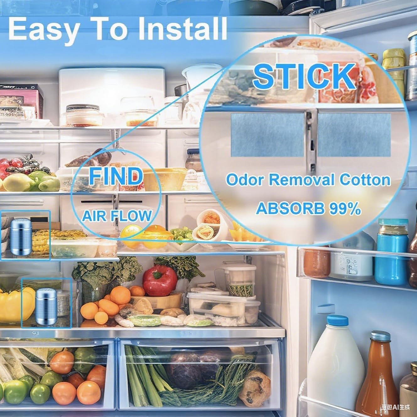 Fridge Deodorizer Odor Eliminators – Activated Carbon, 10-Year Lifespan for Fridge & Freezer, Room, RV, Car, Closet, Shoe Cabinets and more