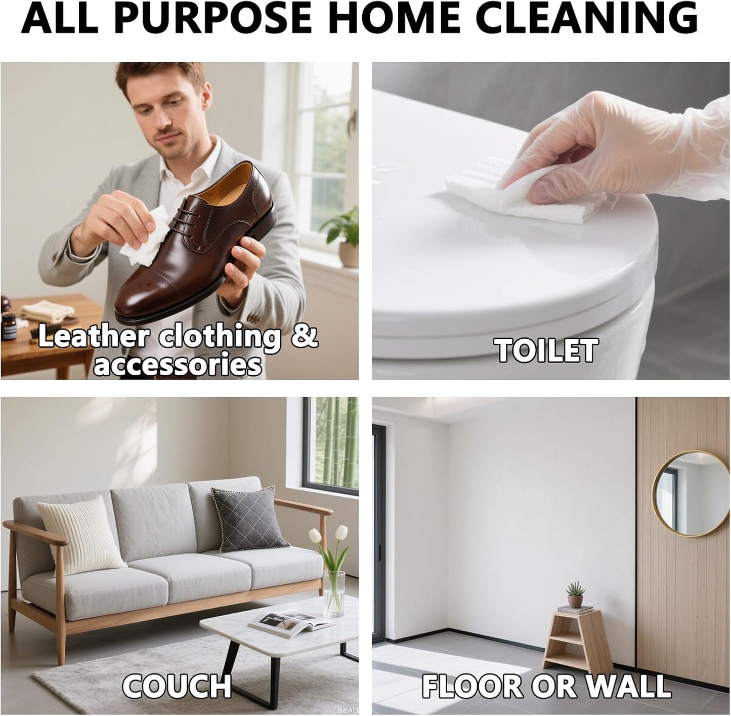 Car Interior Cleaning Wipes, All-Purpose Cleaning Wipes, Cleaning Wipe for Interior Auto Detailing, Multi-Purpose Automotive Wipes for Leather, Dashboard, Steering Wheel, Sofa, etc. 3packs.(60PCS)