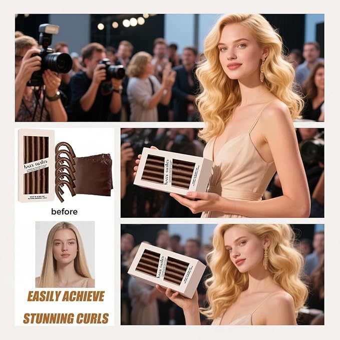 【7Pcs】 Heatless Hair Curler Overnight Curls with Satin Scarf No Heat Curling Blowout Rod to Sleep in Hair Rollers