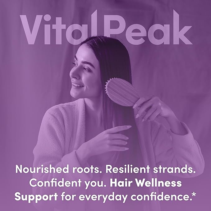 Hair Peak - Hair Growth Supplement - Hair Vitamins to Support Healthy Hair - with Biotin, Collagen, Saw Palmetto Extract, Keratin, Iron, Ionide, Zinc & More - Gluten Free, Dairy Free - 60 Capsules