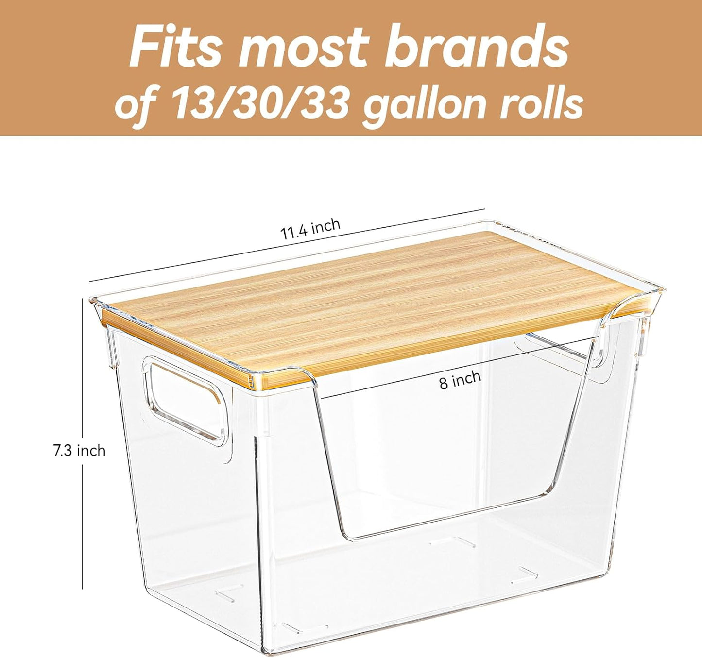 1 Pack Stackable Storage Trash Bag Holder with Bamboo Top, Large Garbage Trash Bag Dispenser, laundry room organization, Kitchen Pantry Organizer Storage for Onion, Potato, Snack