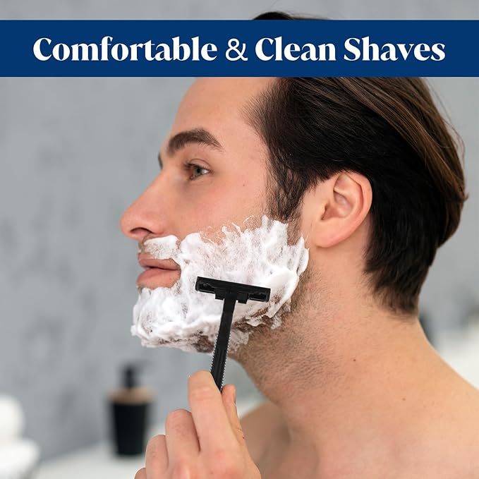 200Pcs Twin Blade Disposable Razors With Clear Safety Cap, Stainless Steel Disposable Razors, Men Bulk Plastic Shaver, Multipurpose Portable Manual Shaver for Bathing Hotel Travel