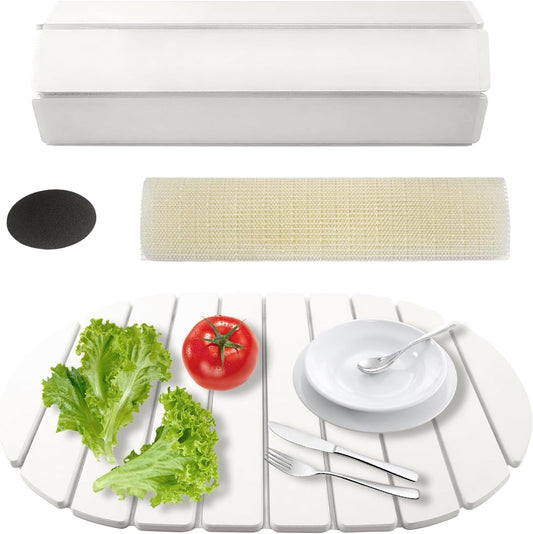 Stone Drying Mat for Kitchen Counter Oval, 23.62"x15.35", Collapsible Quick Dry Dish Drying Mat, Absorbent Diatomaceous Earth Pads Match Any Countertop for Dishes Kitchen and Bathroom