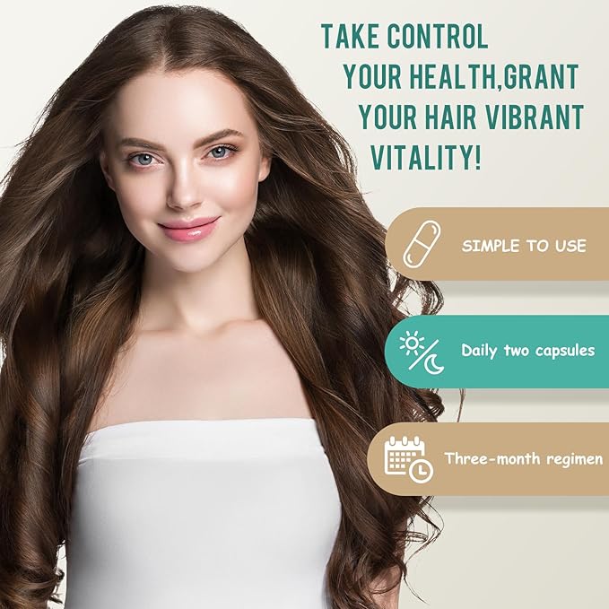 Hair Growth Supplements,Visibly Thicker Hair,Hair Growth Vitamins for Women and Men - 2 Month Supply(120 Capsules), White