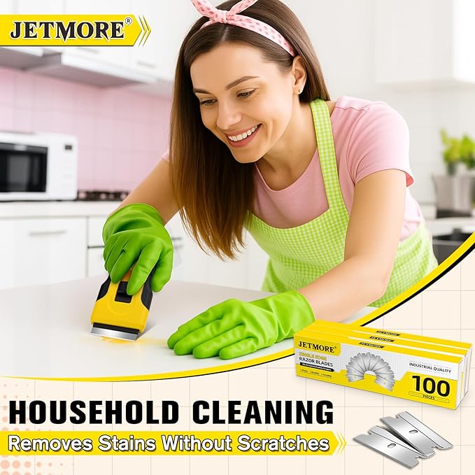 200 Pack Single Edge Razor Blades, Sharp Razor Blades Individually Wrapped, Razor Refills Fit Standard 1.5" Scraper, Utility Blades for Stickers, Glue, Labels, Adhesive Residue Cleaning