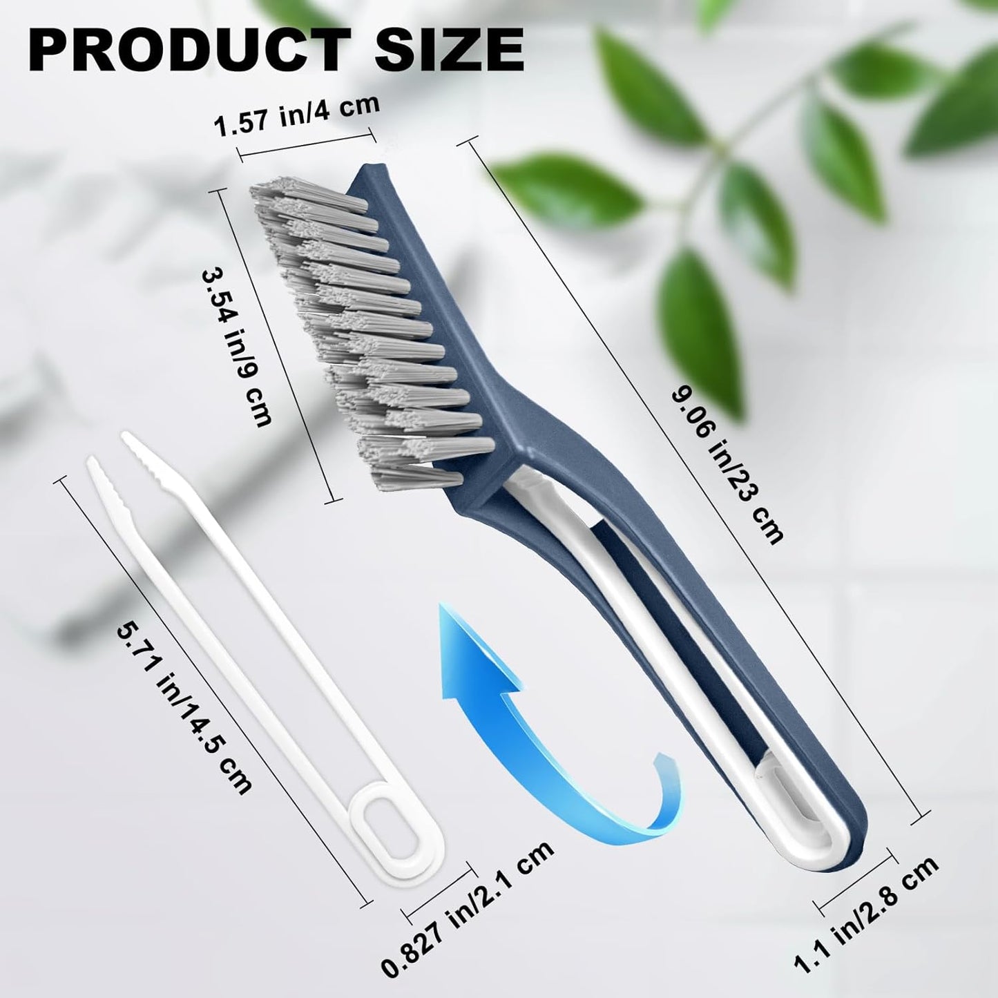 Cleaning Brush - QAGOBDI Hard Bristle Crevice Cleaning Brush for Household, Bathroom, 2 PCS Bathroom Gap Brush with Long Gandle Embedded Stolen Goods Clip