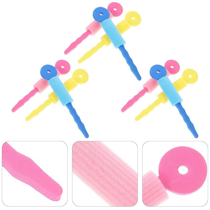 9pcs Hair Sponge Rollers - Soft Foam Waving, Curling and Styling Rollers in Large Size