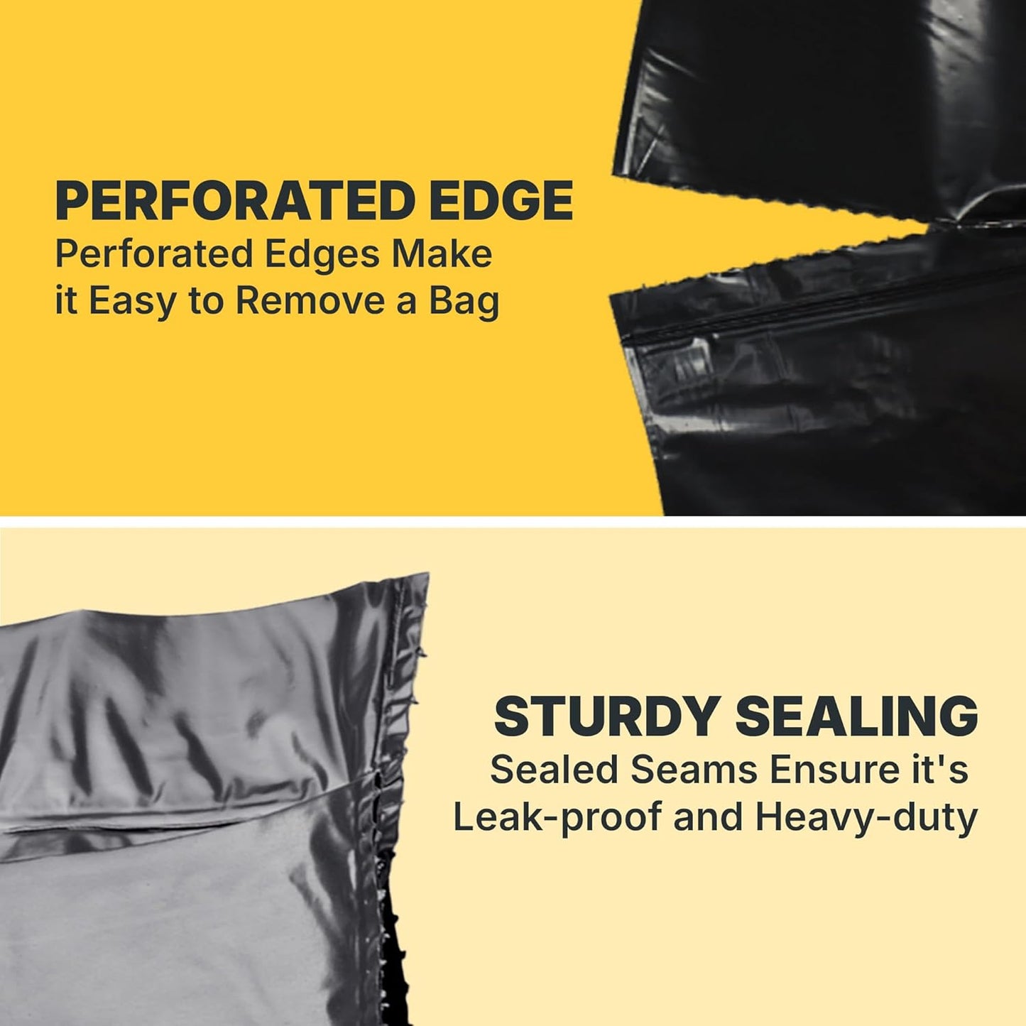 45 Gallon Trash Bags, 30 Micron Heavy Duty Pure LDPE Garbage Can Liners, 40" x 46" Large, Black, 100 Count