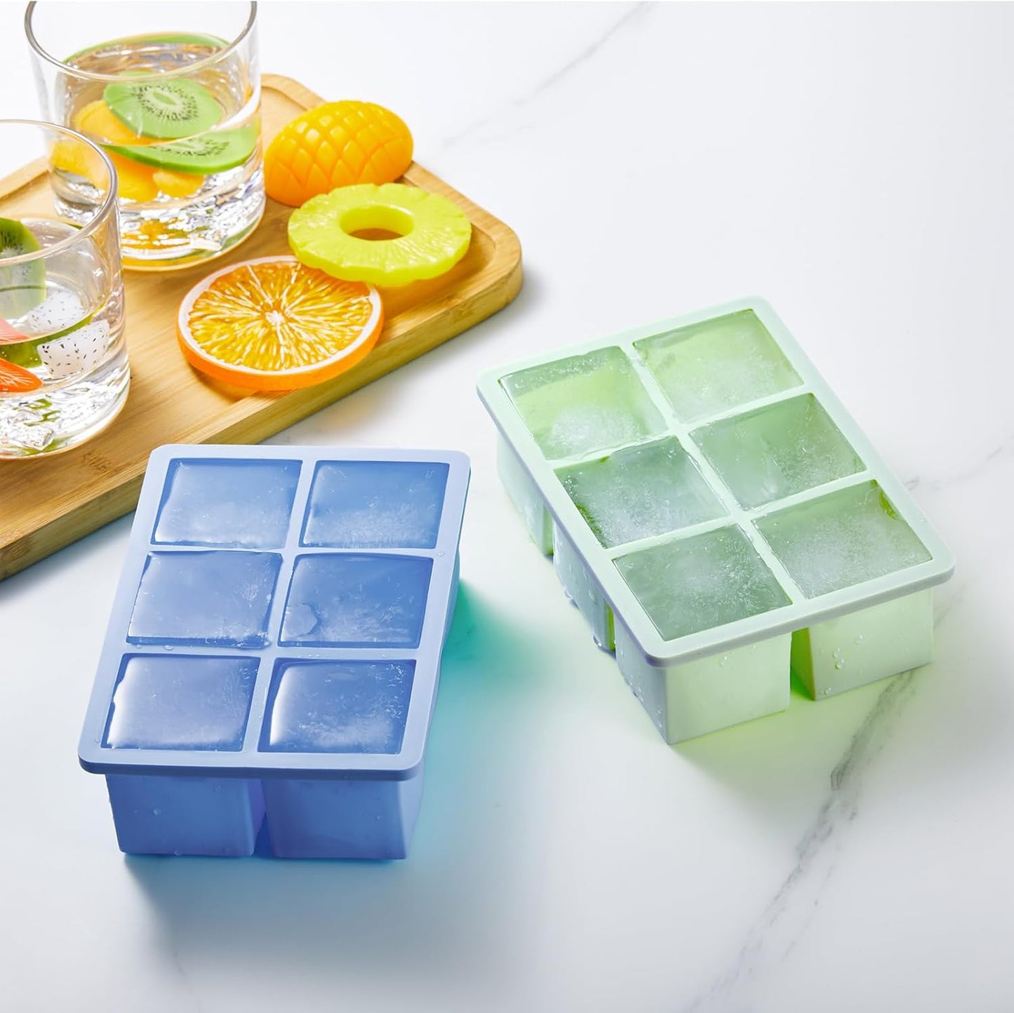 Nax Caki Ice Cube Trays 3 Pack - Large Size Silicone Ice Cube Molds(3 color) for Whiskey Ice Cube Maker for Cocktail Old Fashioned Ice Cube Tray