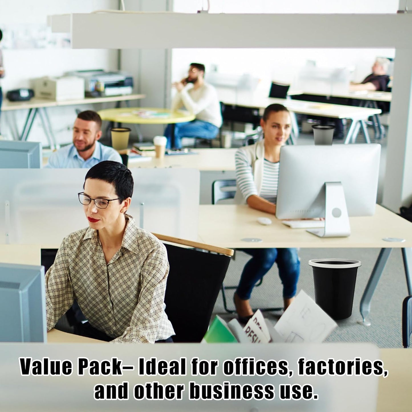 Maxdot 36 Pcs Bathroom Trash Cans Bulk 2 Gallon Small Waste basket Round Garbage Can Plastic Trash Bin Small Container for Home Dorm Kitchen Office Living Room Study Compact Spaces(Black, Beige, Gray)