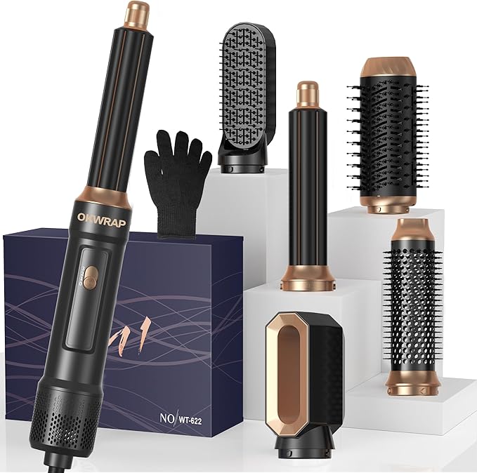 Blow Dryer Brush Set of 6, Air Curling Iron 3 Temperature Negative Ionic Hair Dryer Brush, Hot Air Brush Hair Styling Tools, 800W Volumize Straightener Round Brush Blow Dryer 100-120V
