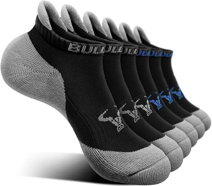 BULLIANT Men Running Socks 6Pairs-Ankle Athletic Socks Wicking Cushioned for Men Walking-Arch Compression Support