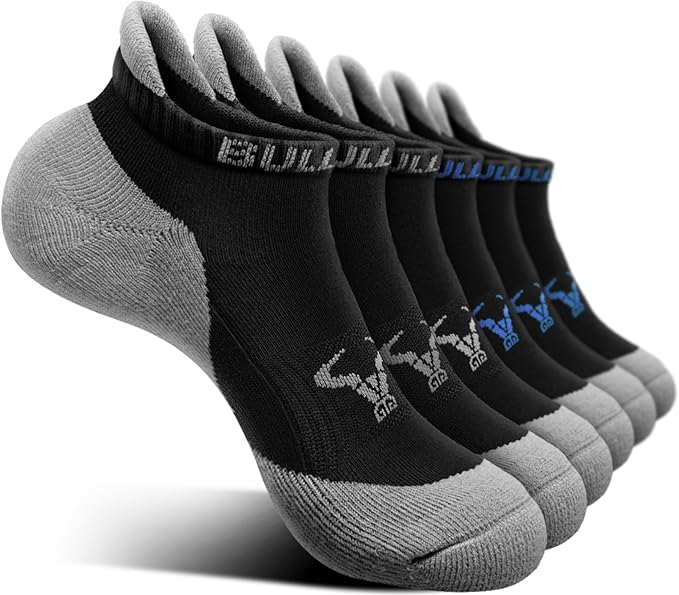 BULLIANT Men Running Socks 6Pairs-Ankle Athletic Socks Wicking Cushioned for Men Walking-Arch Compression Support