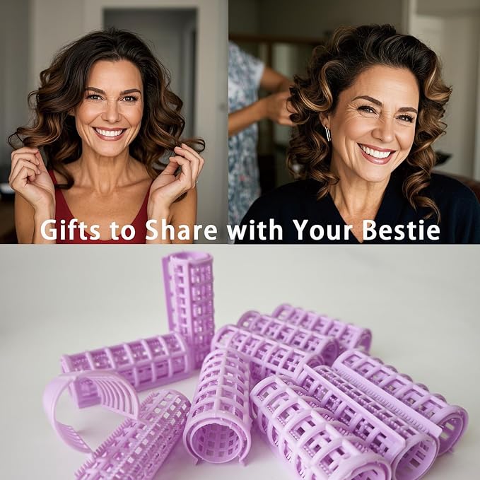 20 Pack Snap Hair Roller Plastic Hair Rollers Set, 0.98Inch/2.5cm Heatless Rollers, Snap on Rollers for Fine Thin hair, Self Grip Roller for DIY Hair Styling and Salon Use(SIZE L Purple)