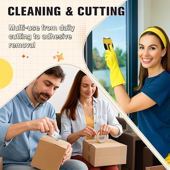 200 Pack Single Edge Razor Blades, Sharp Razor Blades Individually Wrapped, Razor Refills Fit Standard 1.5" Scraper, Utility Blades for Stickers, Glue, Labels, Adhesive Residue Cleaning