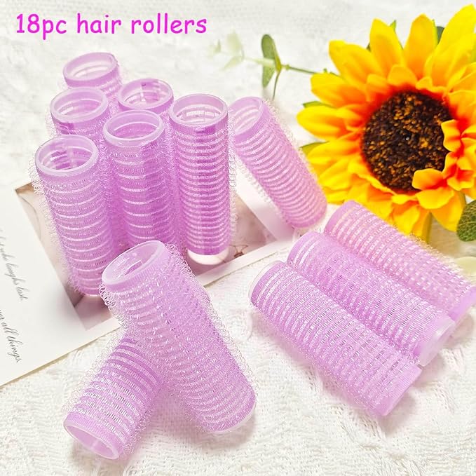 ZMD 18Pcs Self Grip Small Hair Curlers Rollers, Plastic Hair Curlers Heatless Salon Hairdressing Curlers DIY Curly Hair Accessories for Women Girls Short Medium Hair (0.8 x 2.4 Inch)