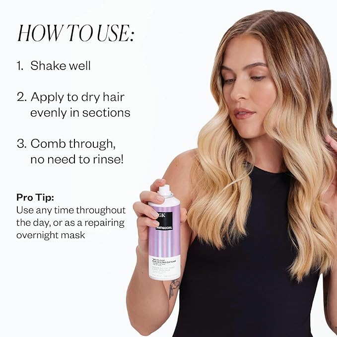 IGK Antisocial No-Rinse Overnight Dry Hair Treatment Mask Travel Size | Bond-Building Repairs, Smoothes and Softens Hair | Vegan + Cruelty-Free | 1.7 Oz (Pack of 2)