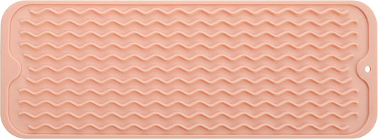 Silicone Dish Drying Mat for Multiple Usage,Easy clean,Eco-friendly,Heat-resistant Silicone Mat for Kitchen Counter,Sink,Bar,Bottle,or Cup Pink M 17 inches x 6 inches