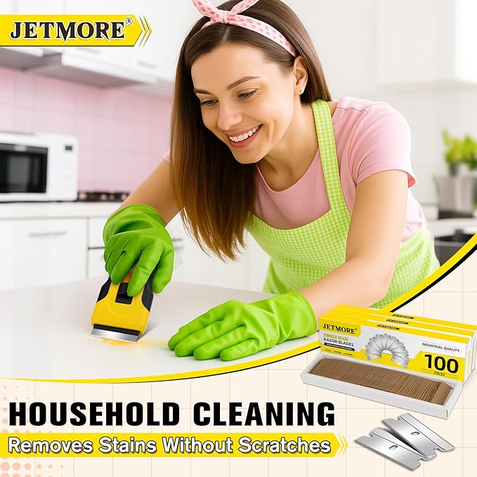 100 Pack Single Edge Razor Blades, Sharp Razor Blades Individually Wrapped, High Carbon Steel Razor Refills, Utility Blades for Scraper, Glue, Stickers, Labels, Adhesive Residue Removing