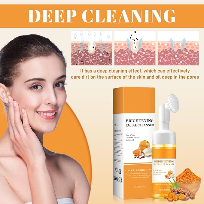 Turmeric Facial Wash, Turmeri Foaming Cleanser,Turmericr Facial Cleanser forfor Face & Body, Deep Cleansing