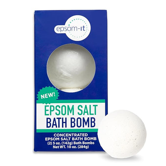 Epsom-It Epsom Salt Bath Bomb - Magnesium Sulfate Epsom Salts for Soothing and Refreshing soak, Recovery Magnesium Bath Soak for Women & Men, Unscented, 2-Pack