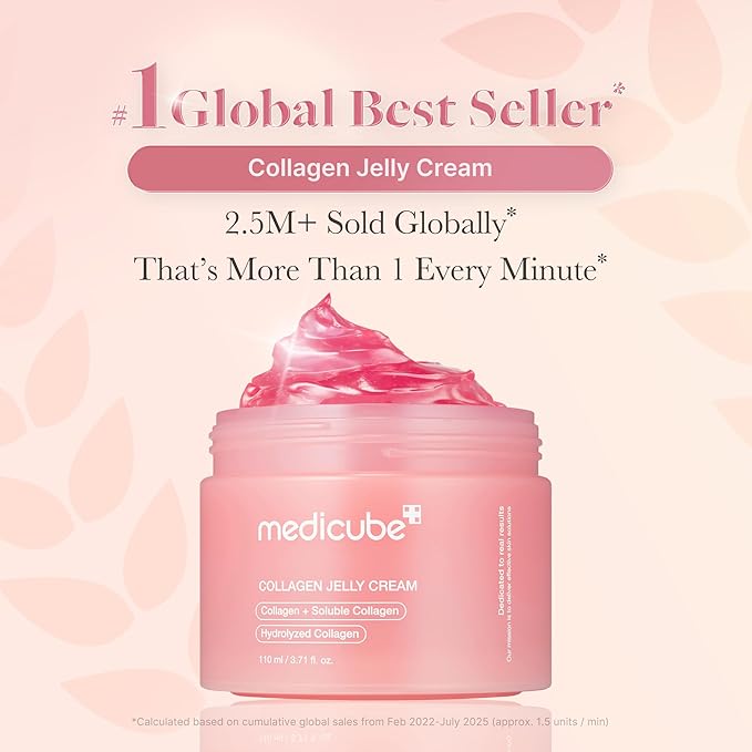 medicube Glow Essential Care Duo: Zero Exosome Shot 7,500 PPM Spicule Facial Serum and Collagen Jelly Cream 110ml