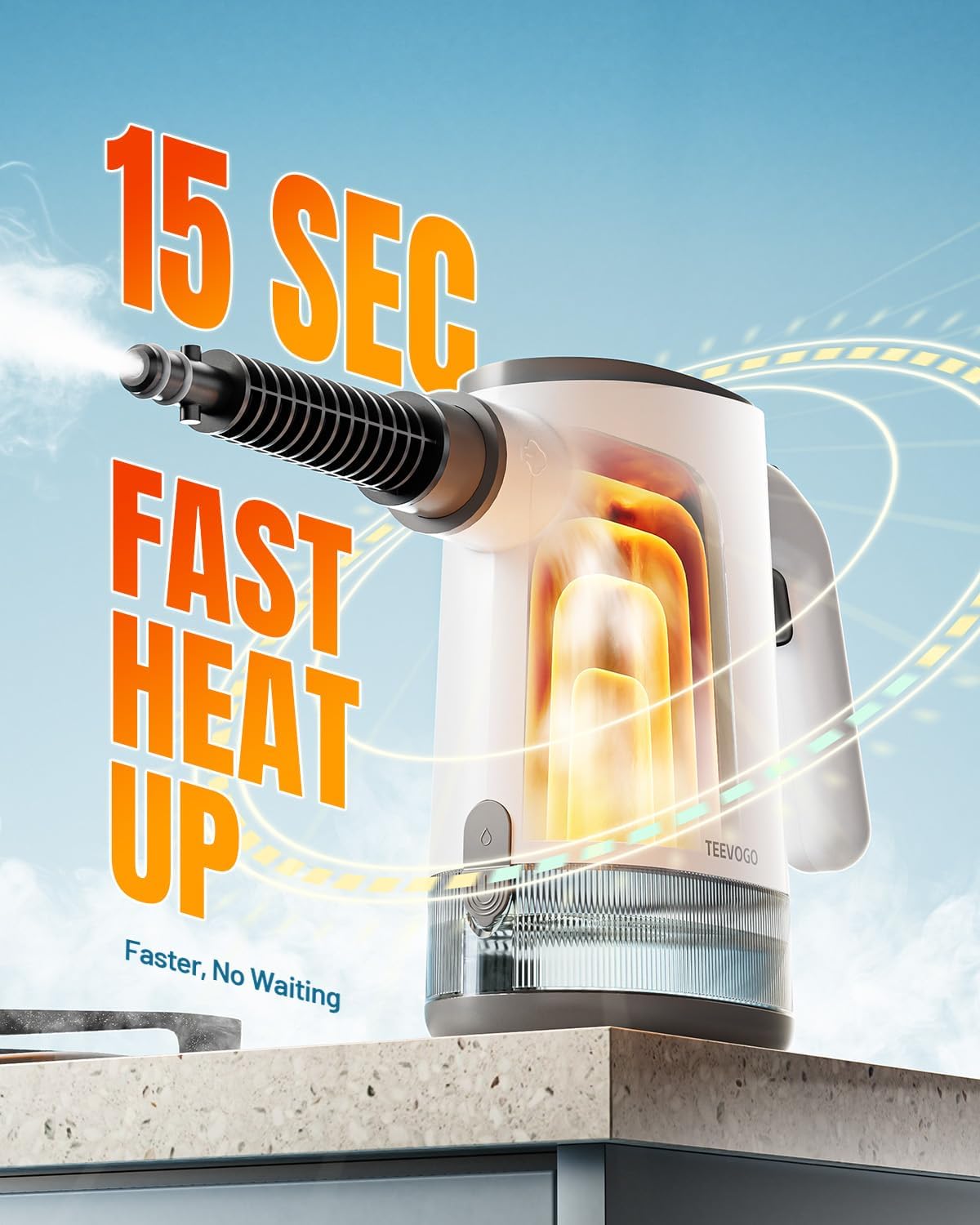 Handheld Steam Cleaner for Home, Portable Steamer Cleaner with 12 Accessories, 15S Fast Heat Up, Steam Adjustable, Hand Held Steamer for Cleaning Grout, Floor, Kitchen, Bathroom, Windows