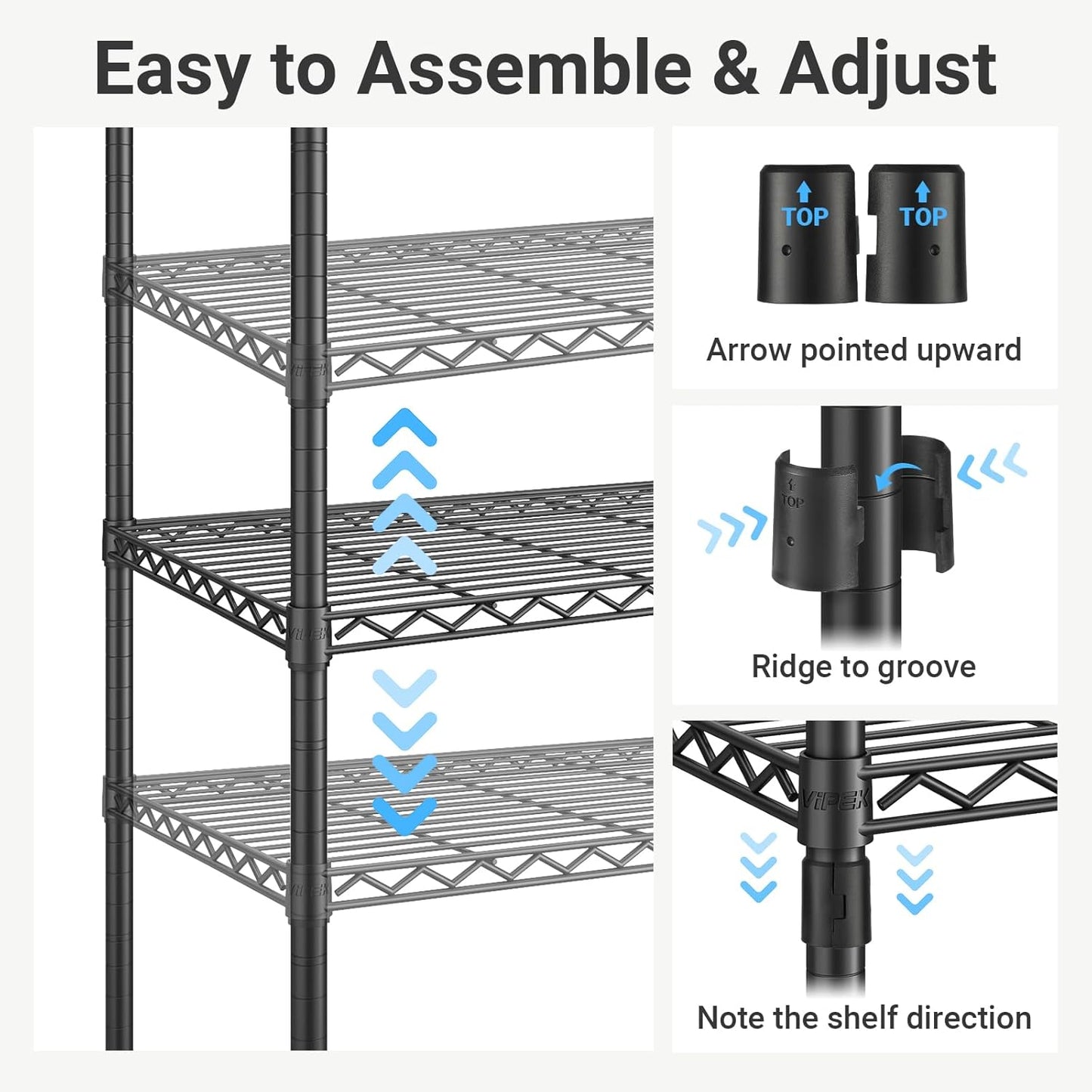 VIPEK V7 Garment Racks for Hanging Clothes Heavy Duty Clothes Rack with Shelves, Portable Closet Rack Metal Clothing Racks 5 Tiers Freestanding Closet Wardrobe System, Max Load 670lbs, White