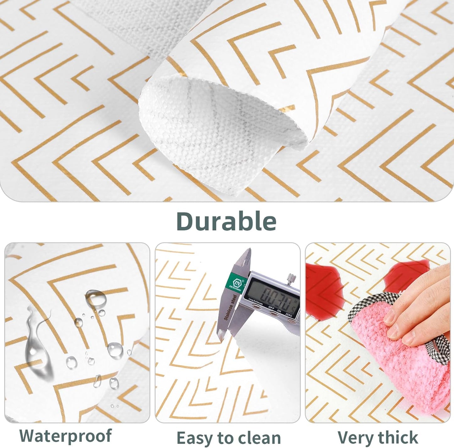 Shelf Liner for Kitchen Cabinets Non Adhesive Drawer Liner Non-Slip Thickened Shelf Liner Paper Strong Easy to Clean for Tool Box Refrigerator with Knife and Tape Measure, Gold Arrow, 23.6 x 236.2 in