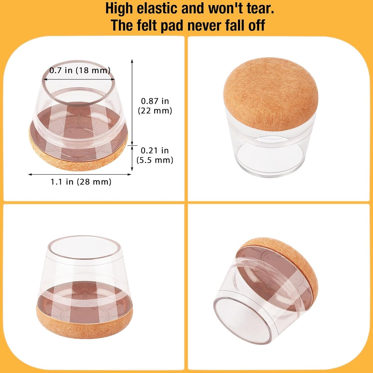 32 Pcs New Small Chair Leg Protectors for Hardwood Floors, Silicone Chair Leg Floor Protectors, Chair Leg Caps Covers Protect Wooden Floors from Scratching, Thick, Won't Tear