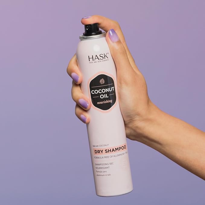HASK Coconut Oil Nourishing Dry Shampoo – Absorbs Oil, Adds Volume & Light Texture, Nourishes Hair, No Sulfates or Parabens, Cruelty-Free – 8.1oz