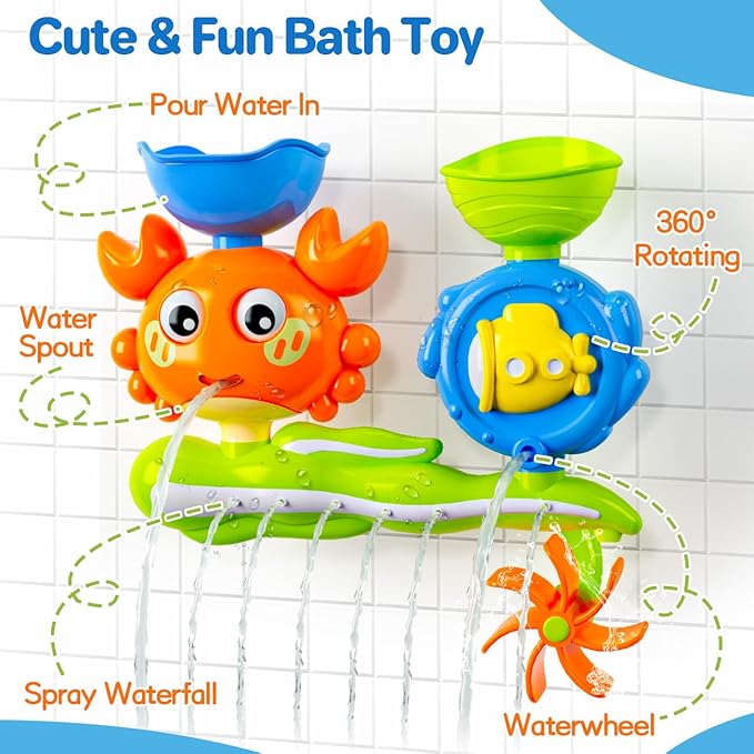 Crab Bath Toys for Kids Ages 1-3 Toddlers 2-4, Bathtub Toys for 12-18 Months Babies, Water Shower Tub Toys for 1 2 Year Old Boys Girls Infant Gifts Presents