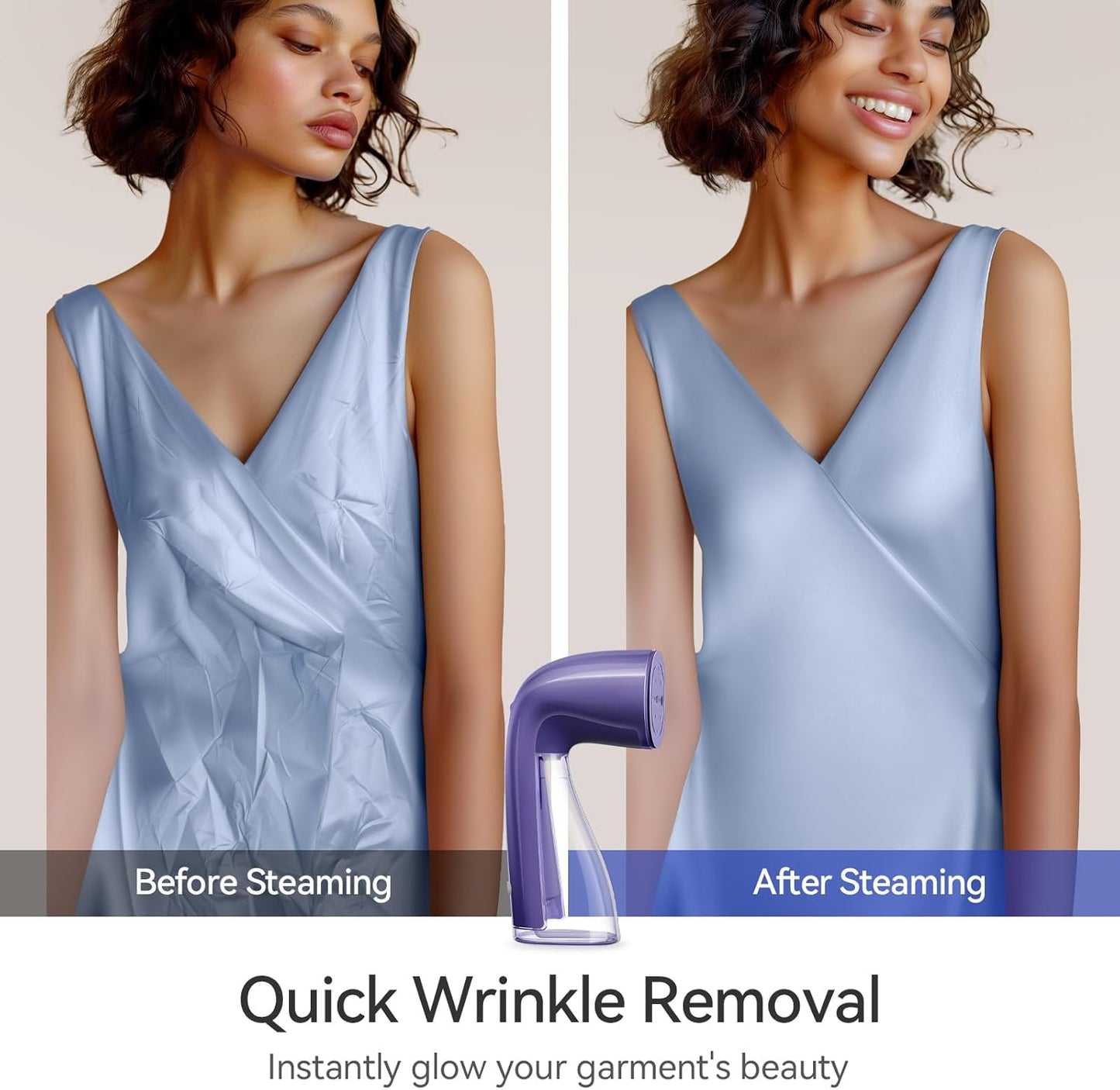 HiLIFE Steamer for Clothes, 1100W Clothes Steamer with Large 300ml Tank, Handheld Clothing Steamer, Fabric Wrinkle Remover, Portable & Compact Travel Size Garment Steamer ONLY FOR 120V (Purple)