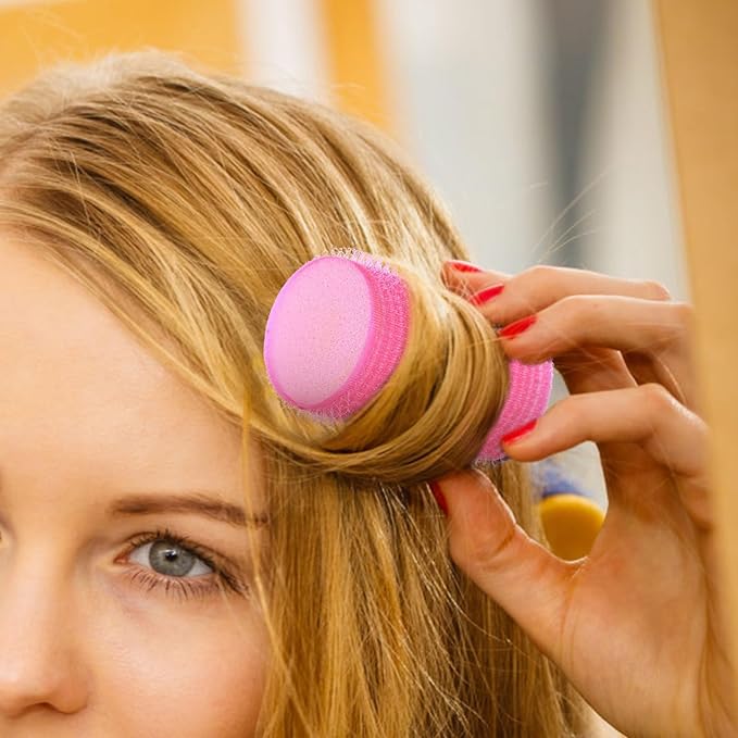 DOITOOL Hair Curlers Rollers ： 12pcs plastic Hair Sponge Rollers for bangs, Self-Adhesive Styling Tools, Curlers for Women, Rosy, 2.36 x 1.41 Inch