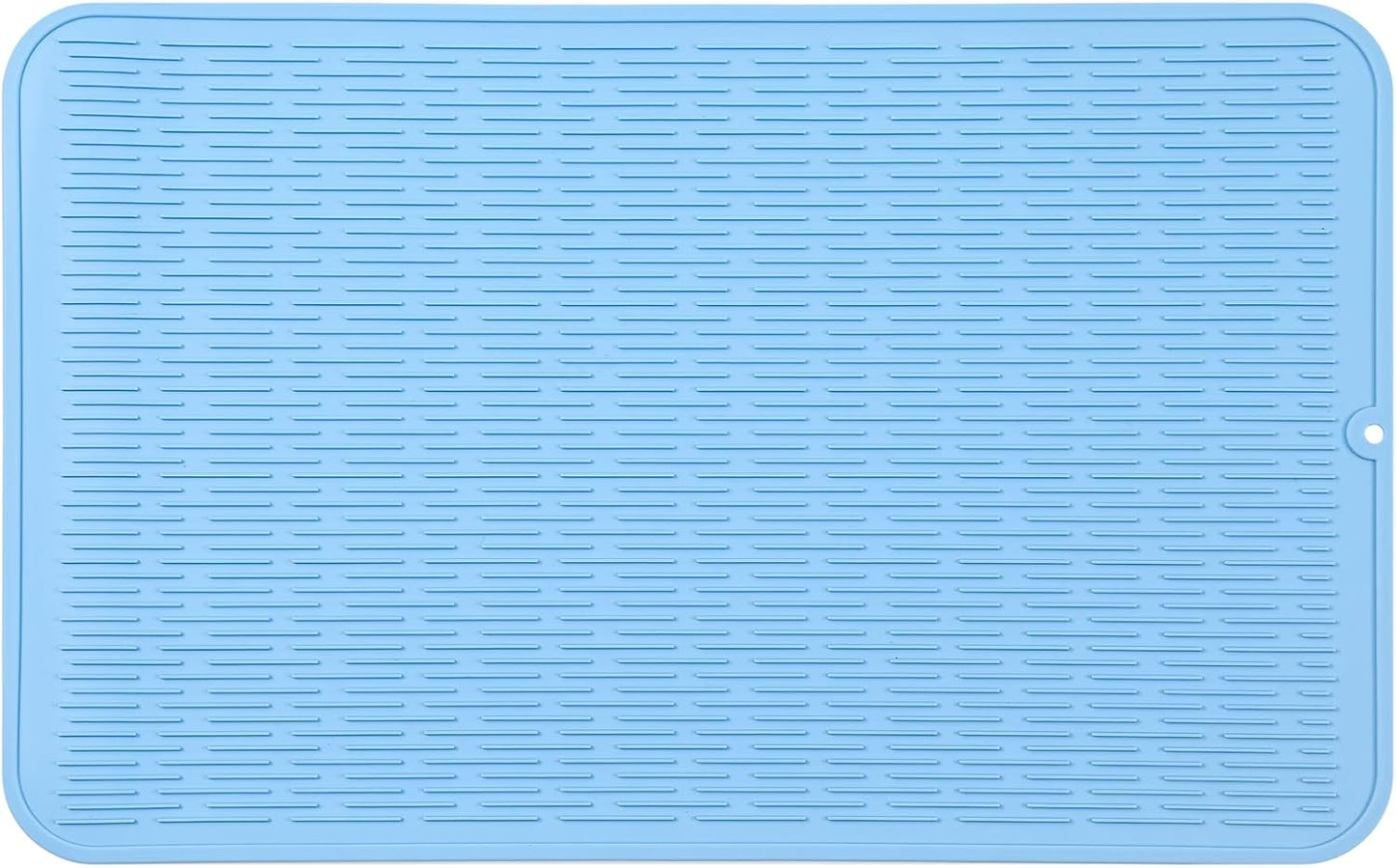 Silicone Dish Drying Mat for Multiple Usage,Easy clean,Eco-friendly,Heat-resistant Silicone Mat for Kitchen Counter or Sink,Refrigerator or Drawer Liner Light Blue 4XL 32 inches x 18 inches
